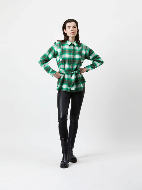 Belted check shirt
