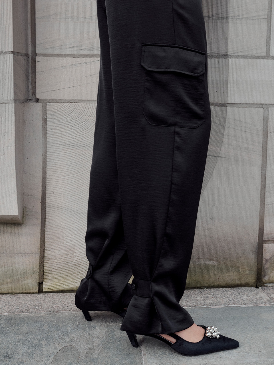 Satin wide pants