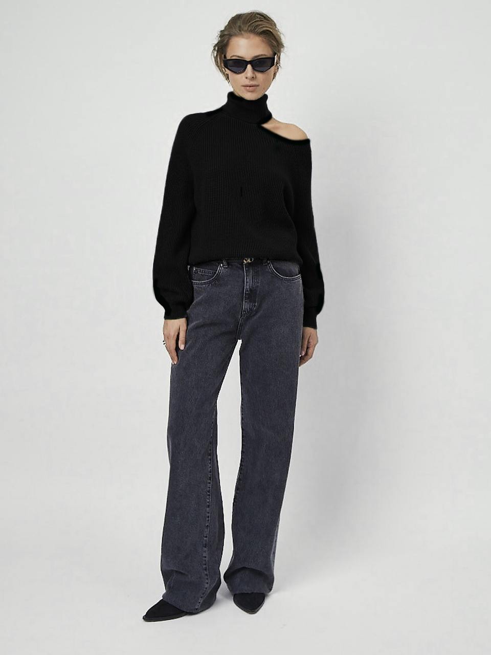 Asymmetrical rib sweater