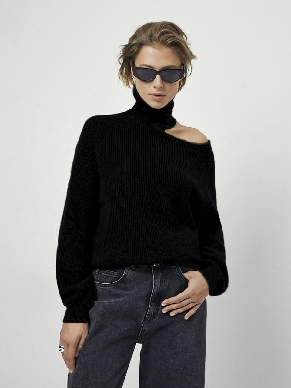 Asymmetrical rib sweater