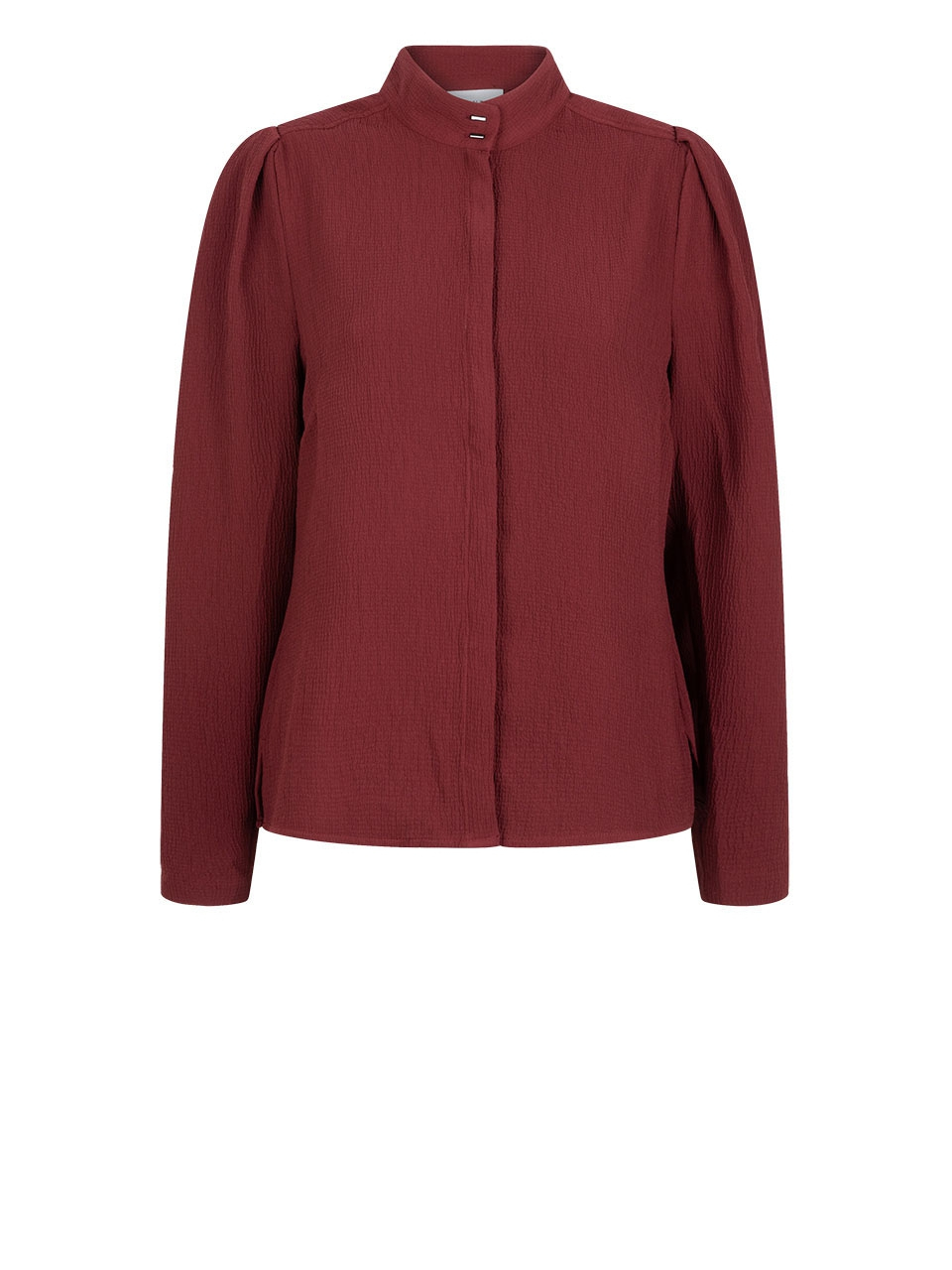 Textured blouse with high neckline