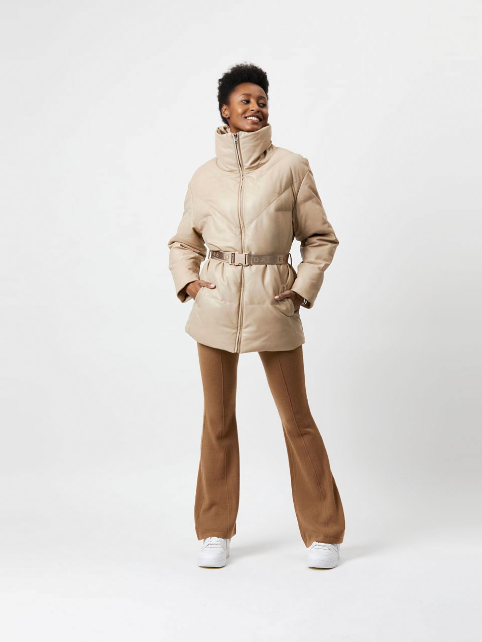 Leather puffer parka