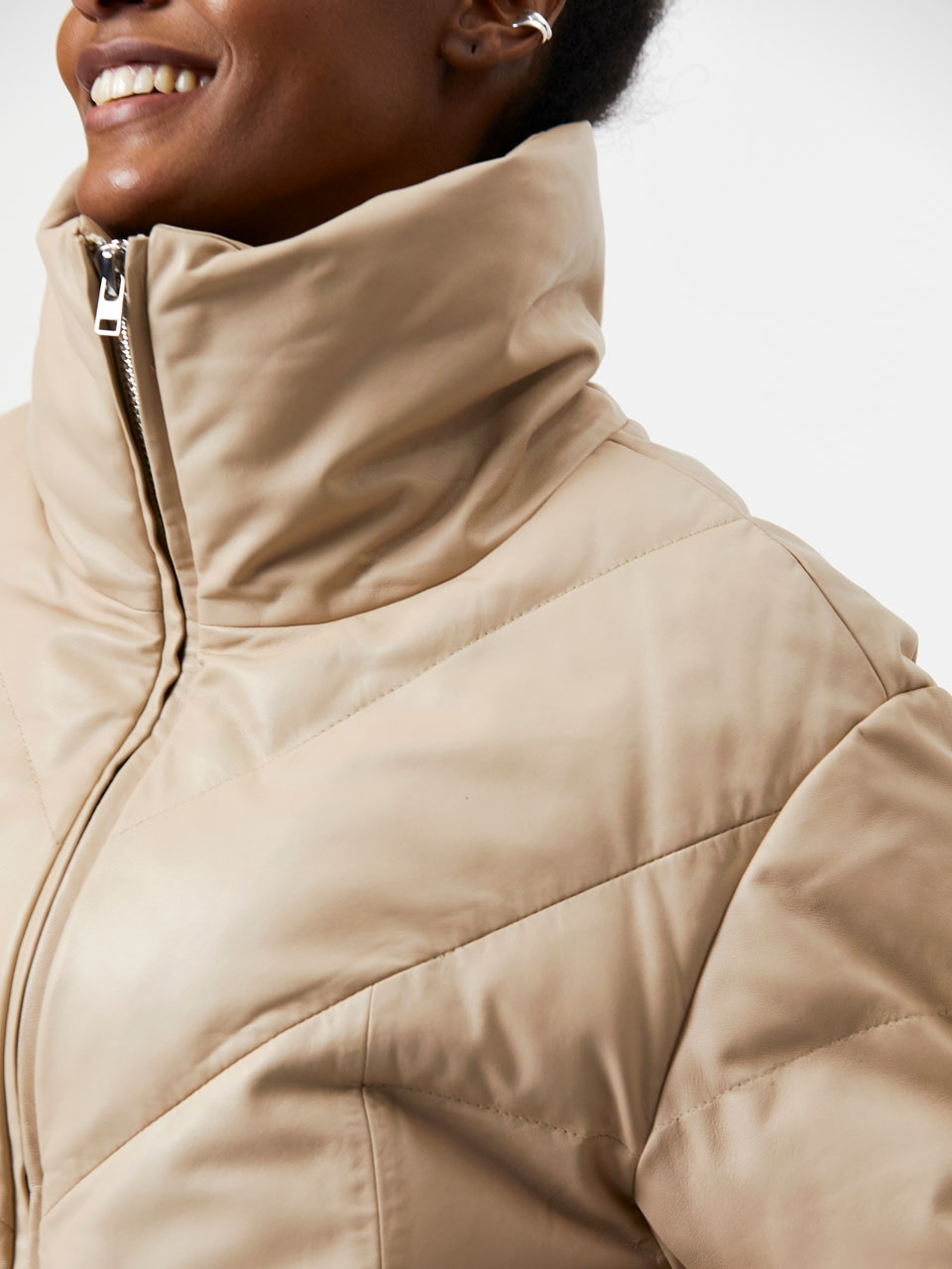 Leather puffer parka