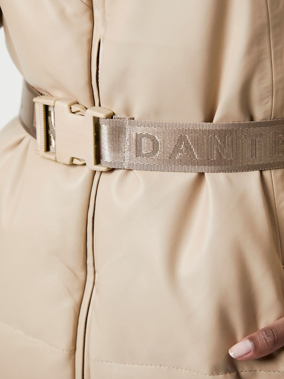 Leather puffer parka