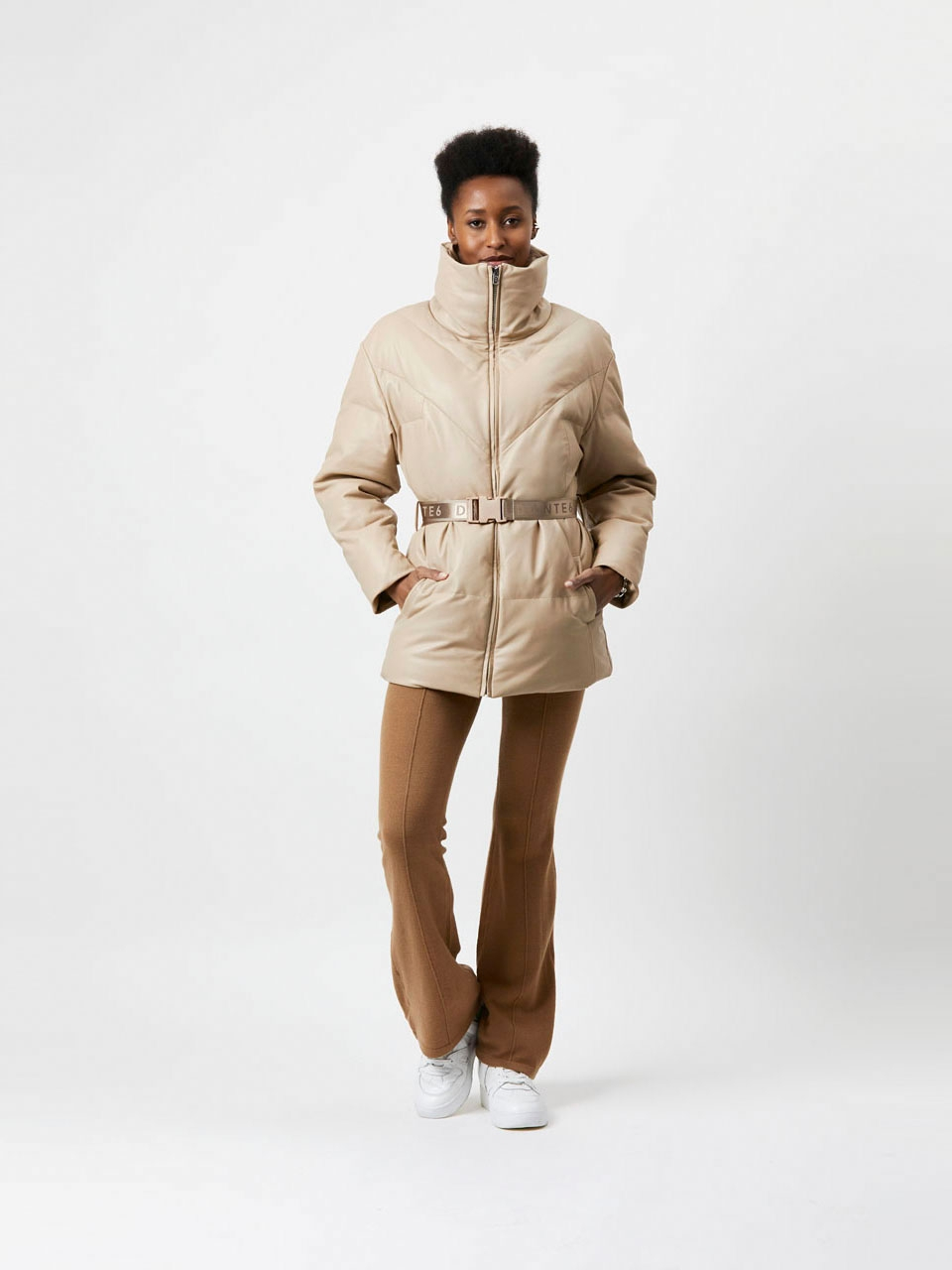 Leather puffer parka
