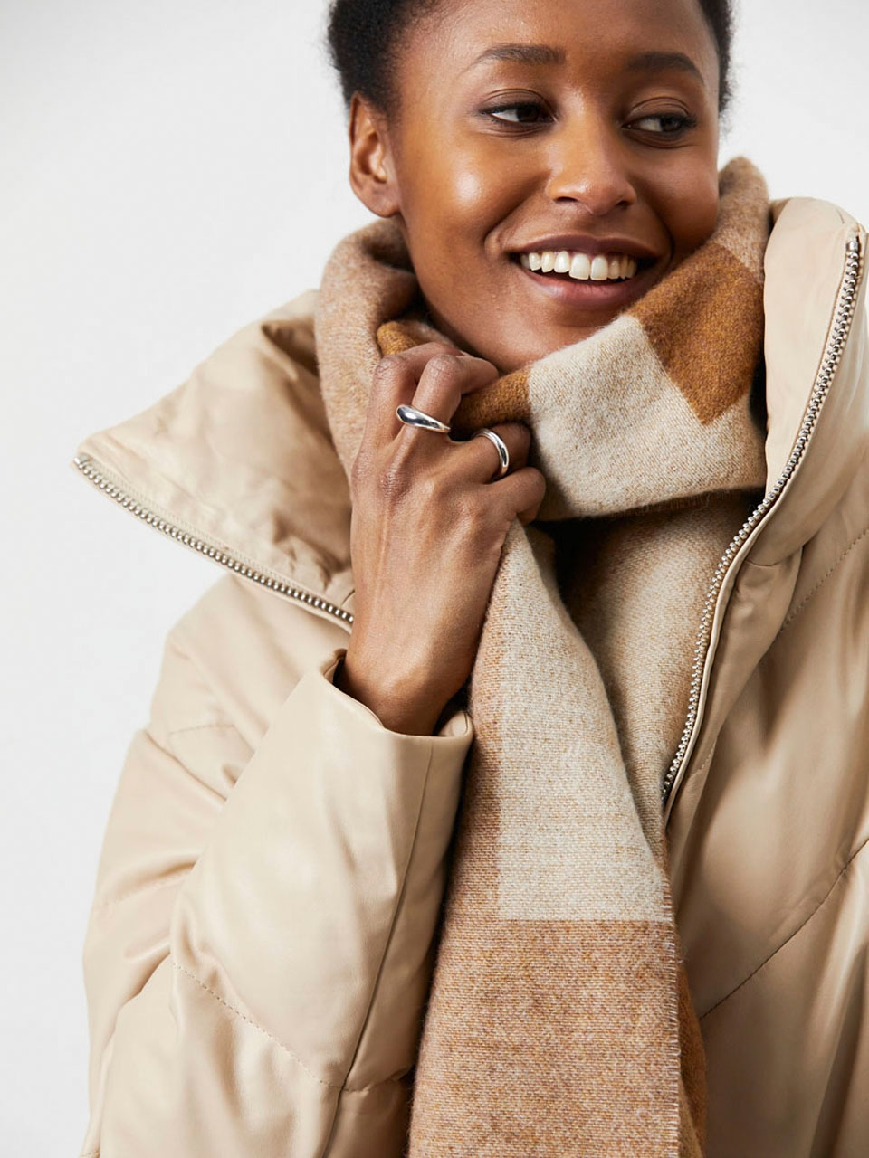 Leather puffer parka