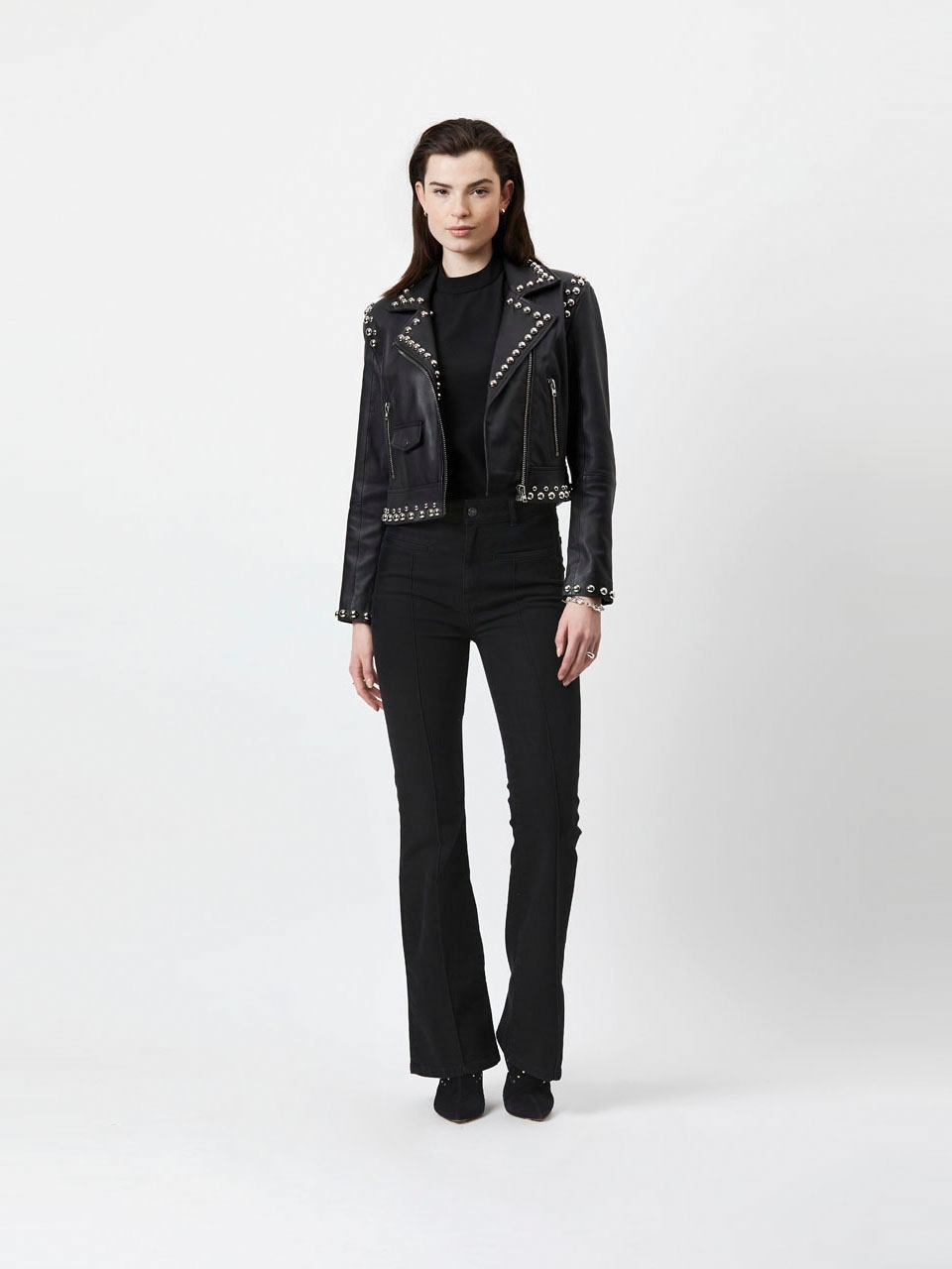 Butter soft leather jacket with studs