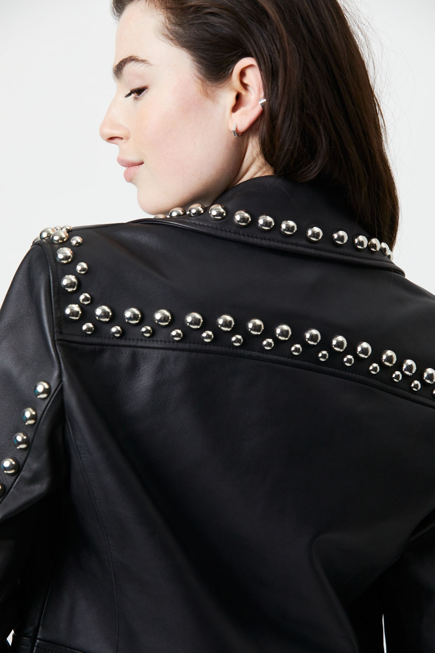 Butter soft leather jacket with studs