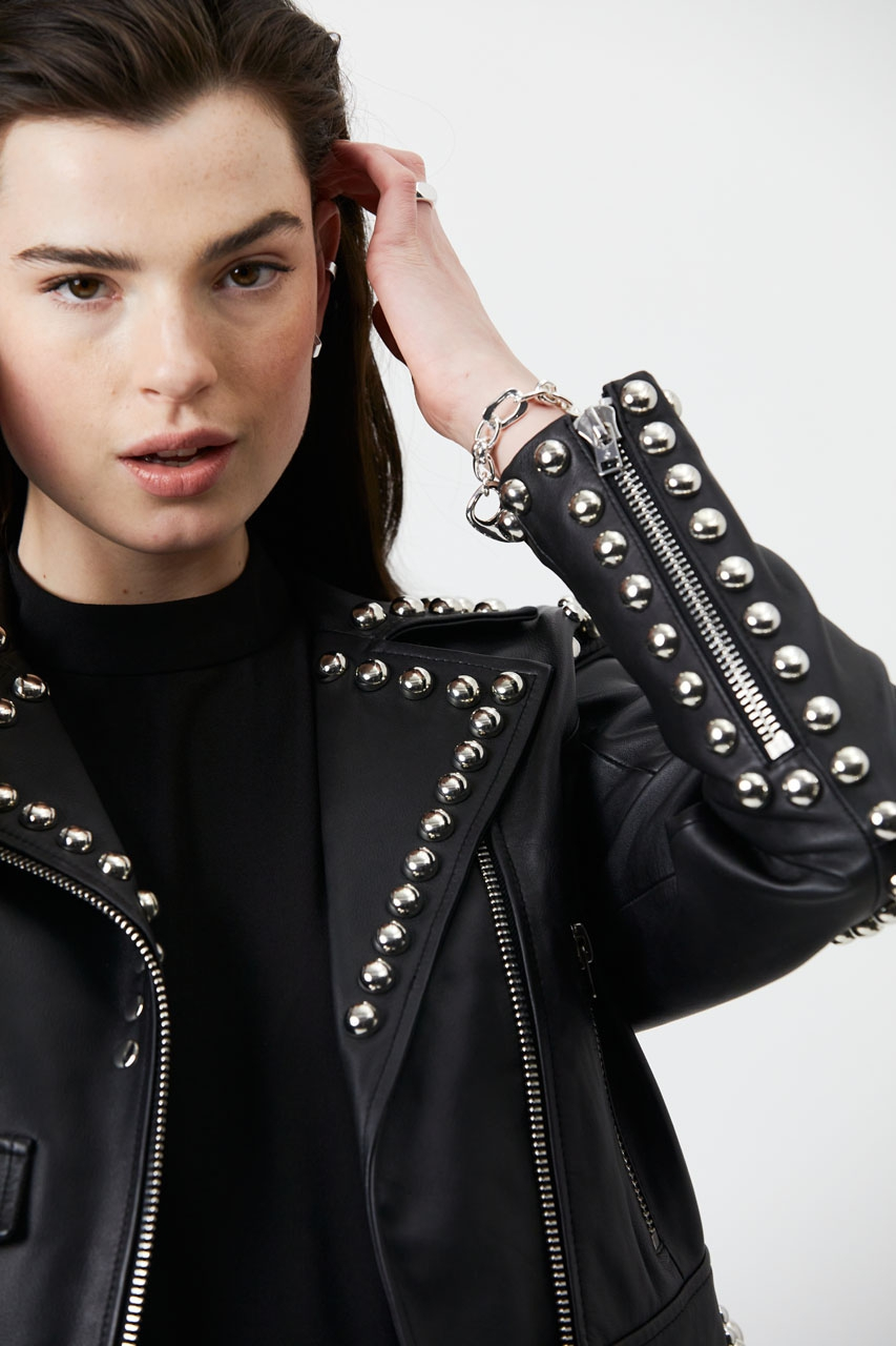 Butter soft leather jacket with studs