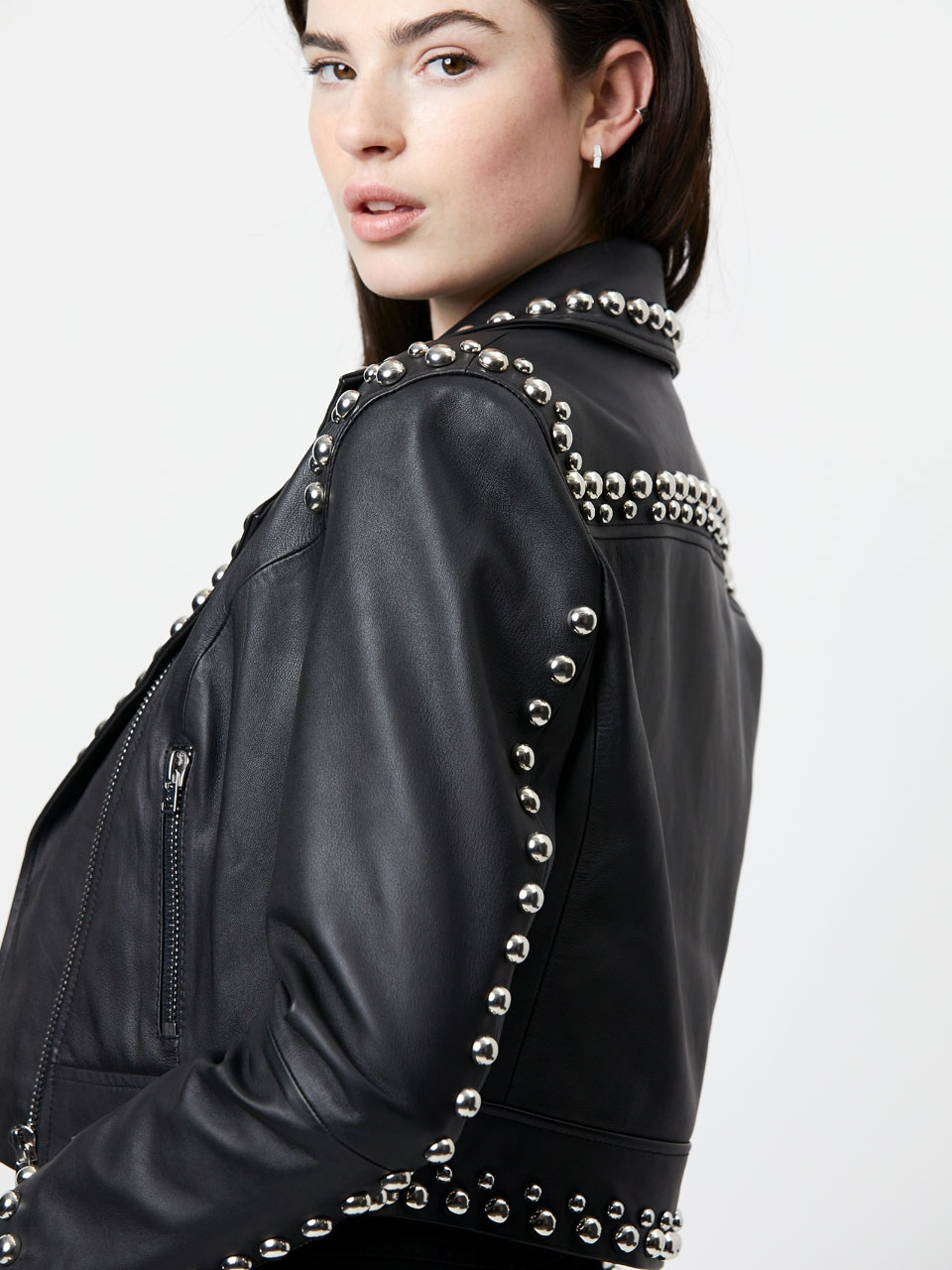 Butter soft leather jacket with studs