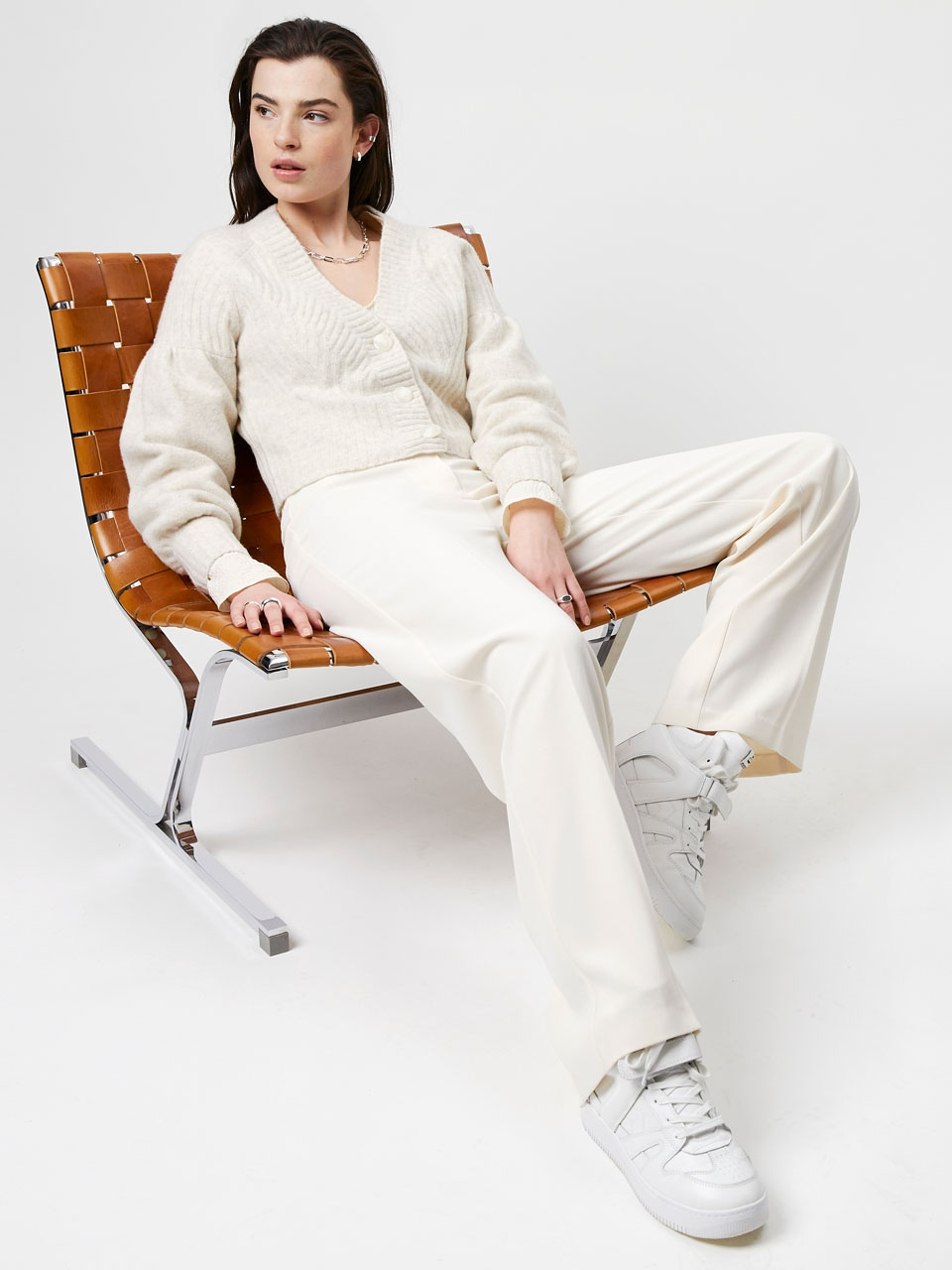 Wool/yak blend rib stitch cardigan