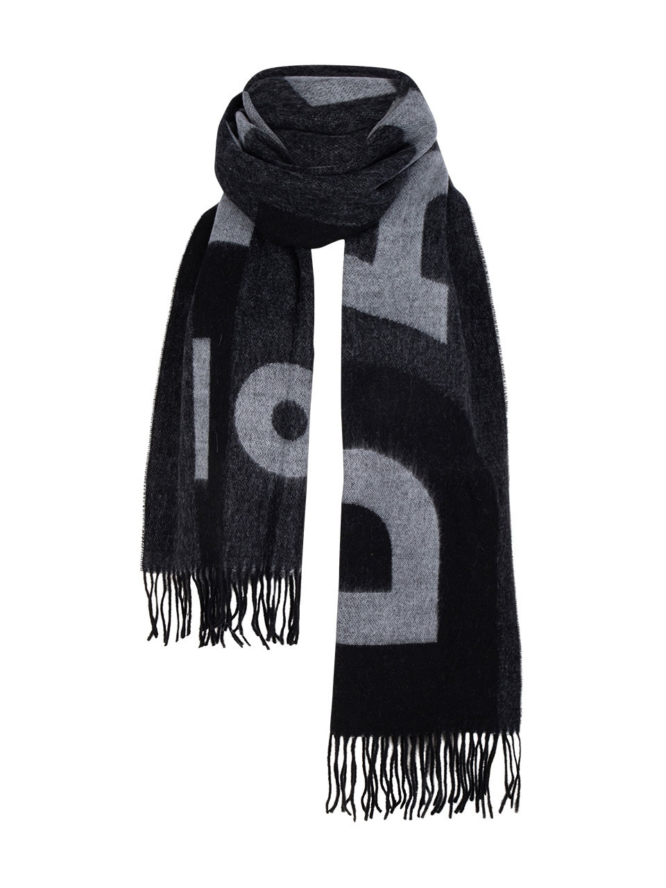 Wool blend jacquard scarf