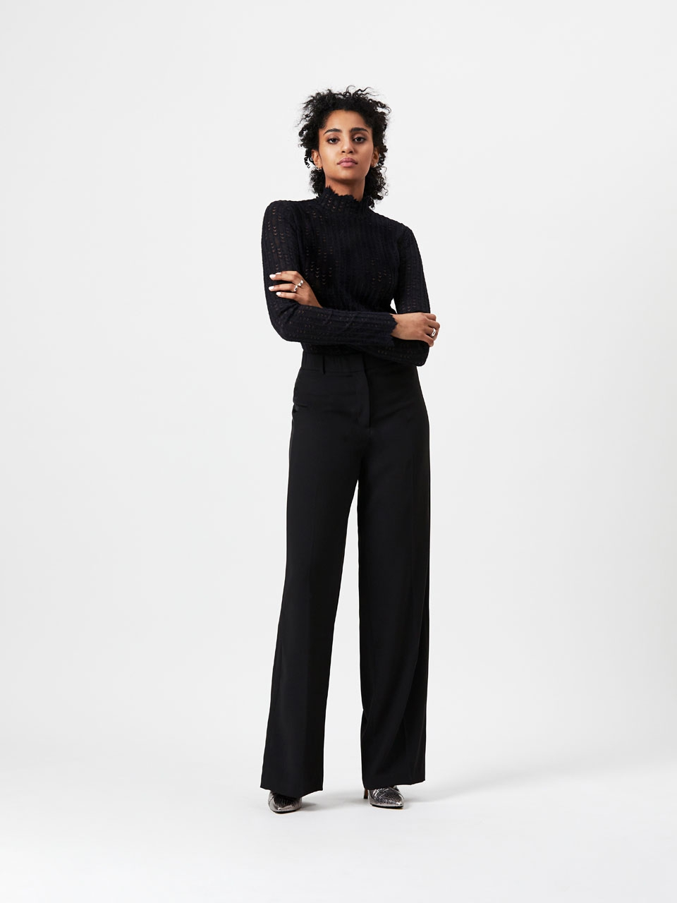 Lace jacquard knit top