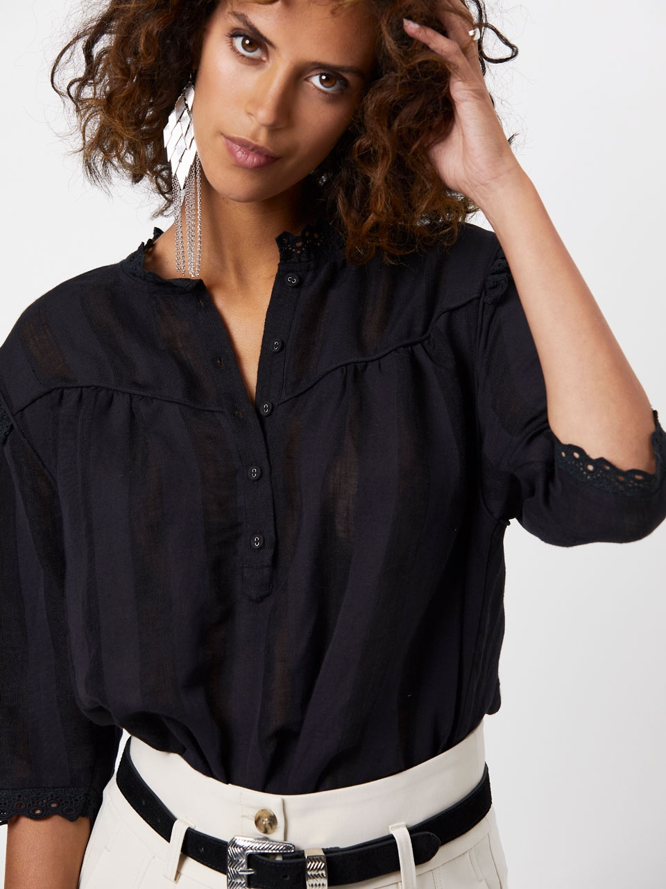 Responsible cotton/linen blend top