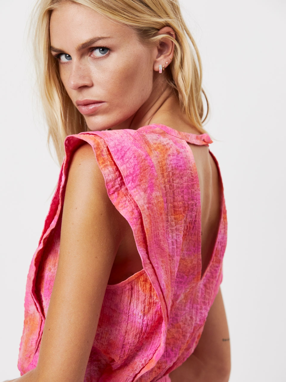 Seersucker sleeveless top