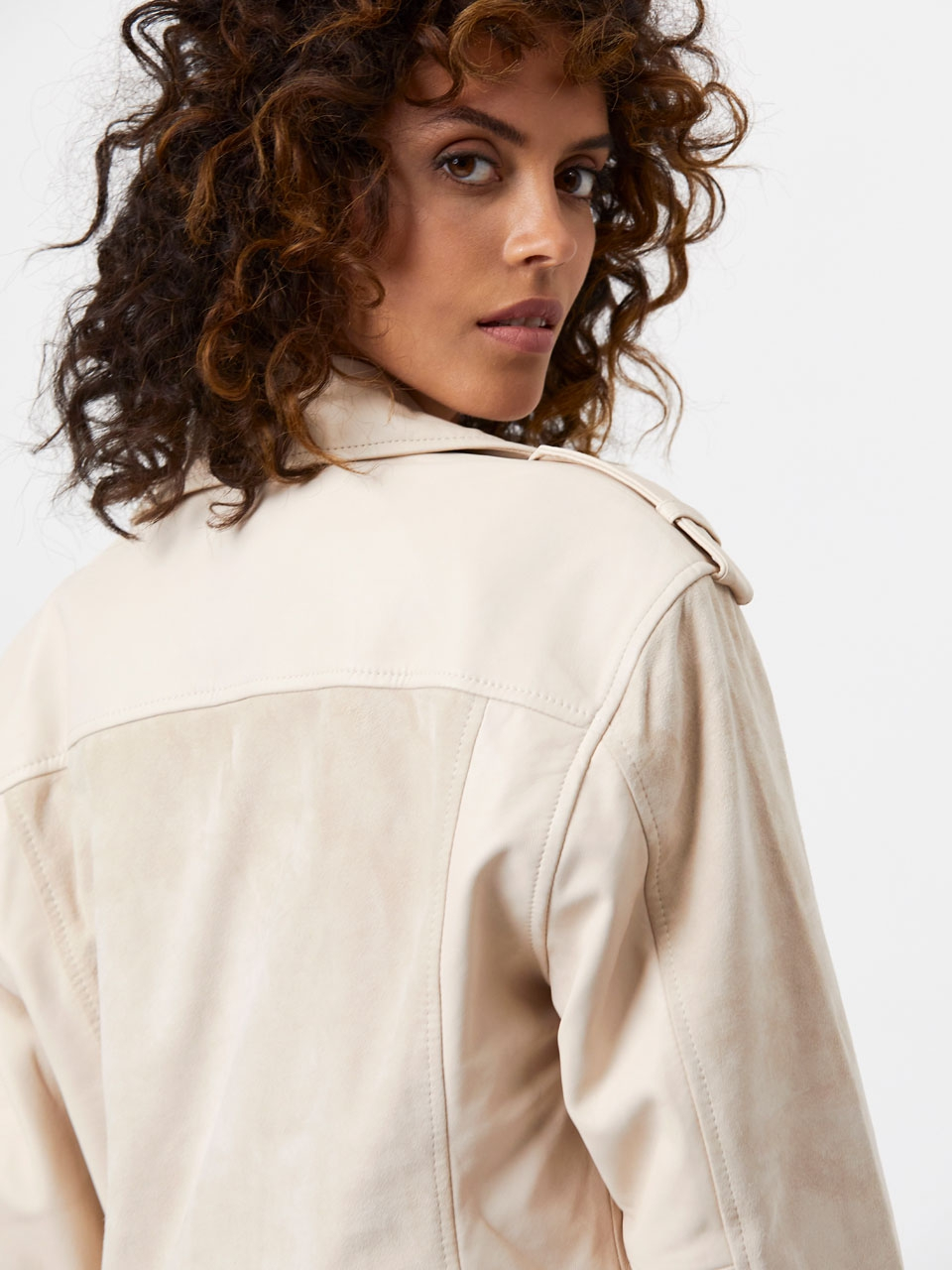 Lamb leather and suede jacket