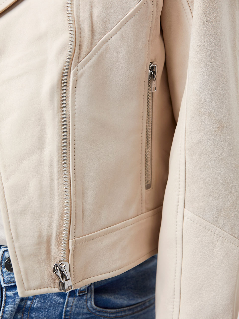 Lamb leather and suede jacket