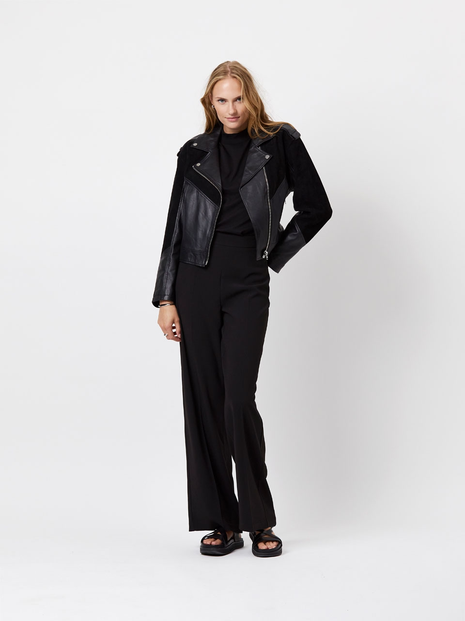 Lamb leather and suede jacket