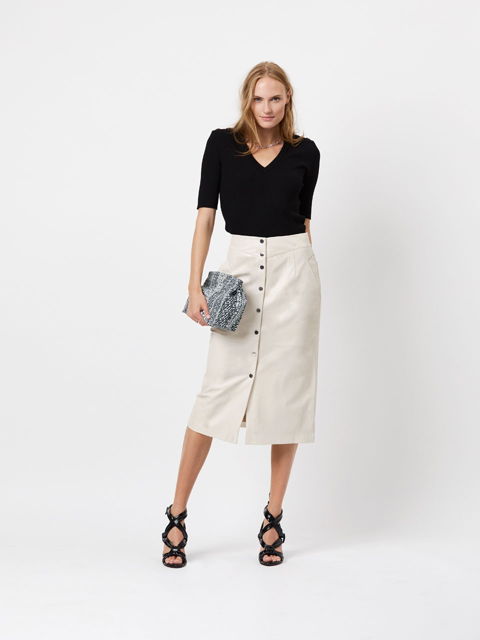 Lamb leather skirt