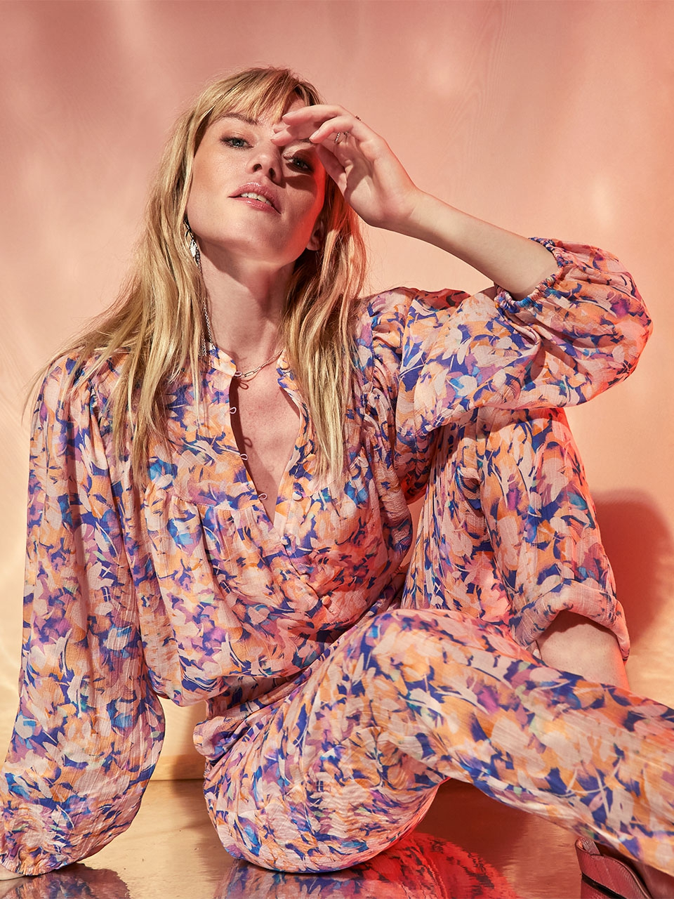 Oversized printed blouse