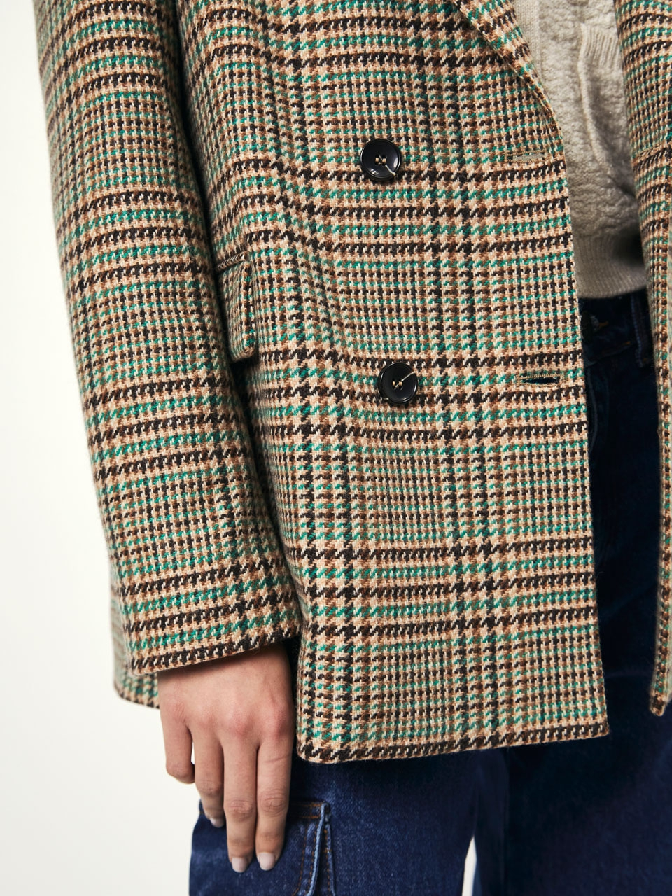 Double breasted check blazer
