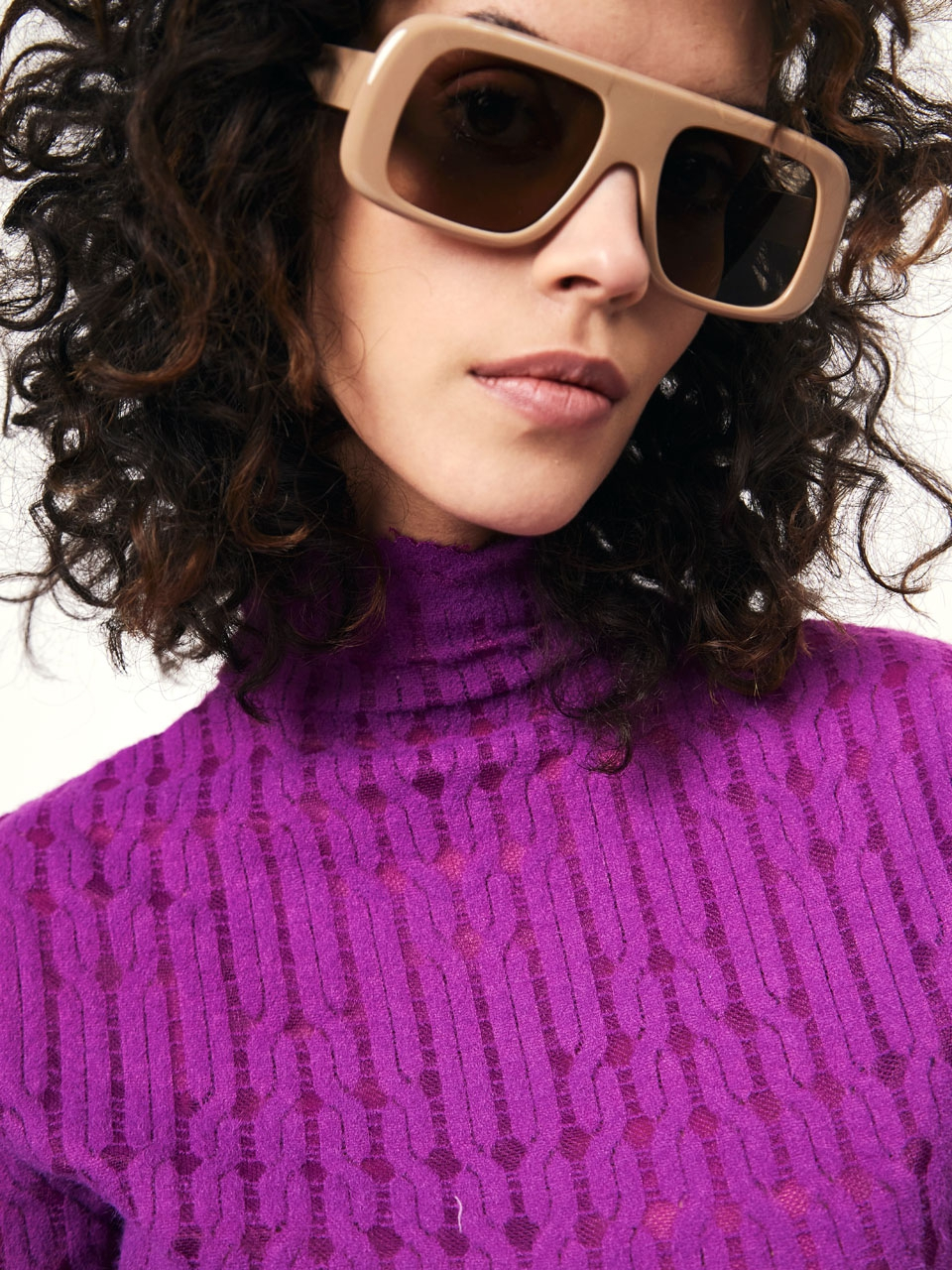 Lace jacquard knit top