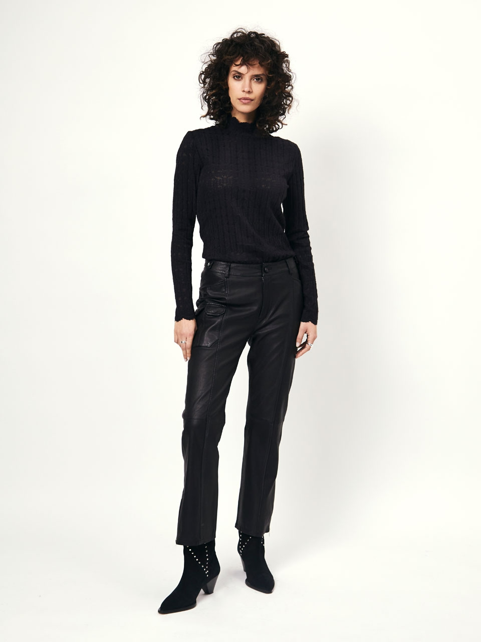 Lace jacquard knit top