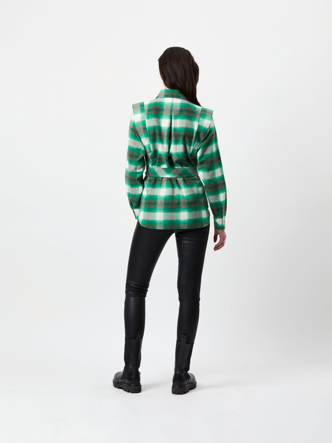 Belted check shirt