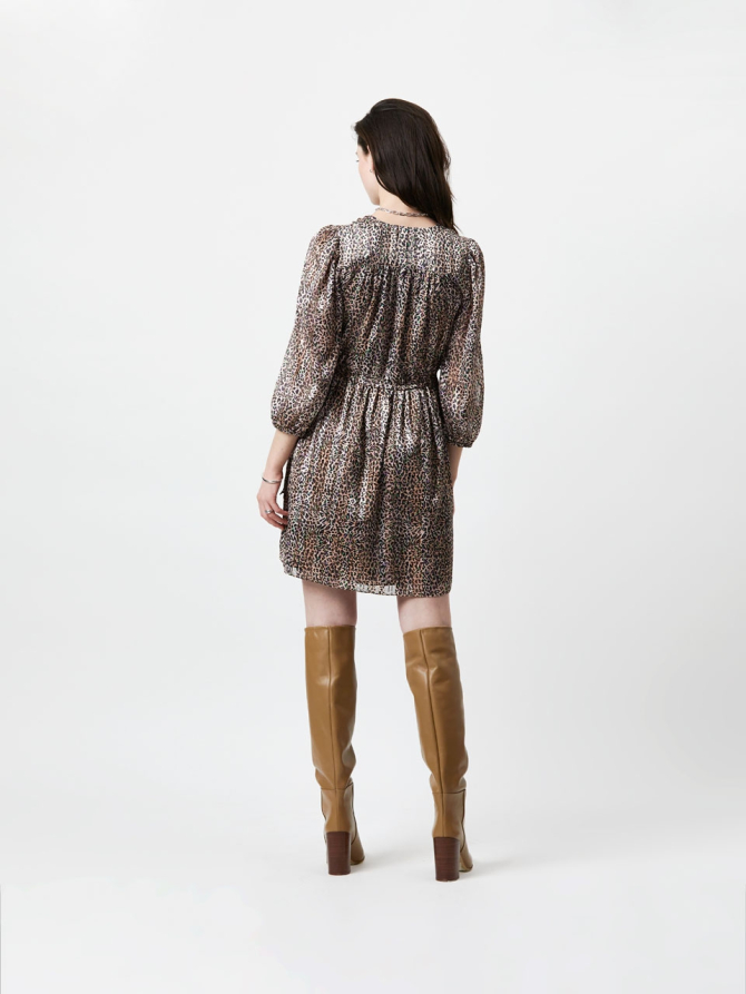 Print A-line dress with recycled polyester