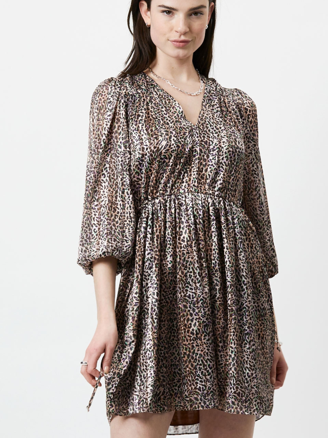 Print A-line dress with recycled polyester