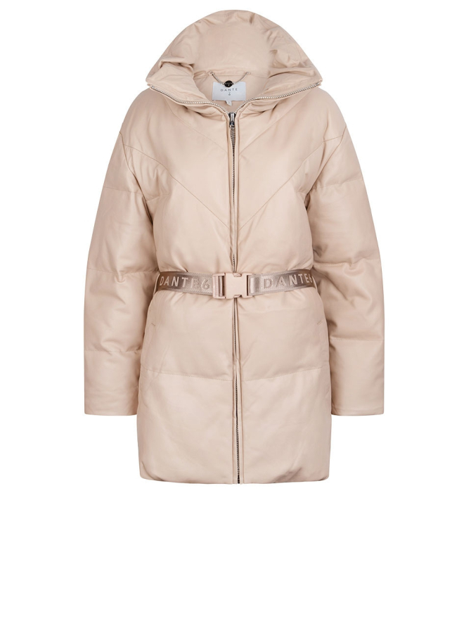 Leather puffer parka