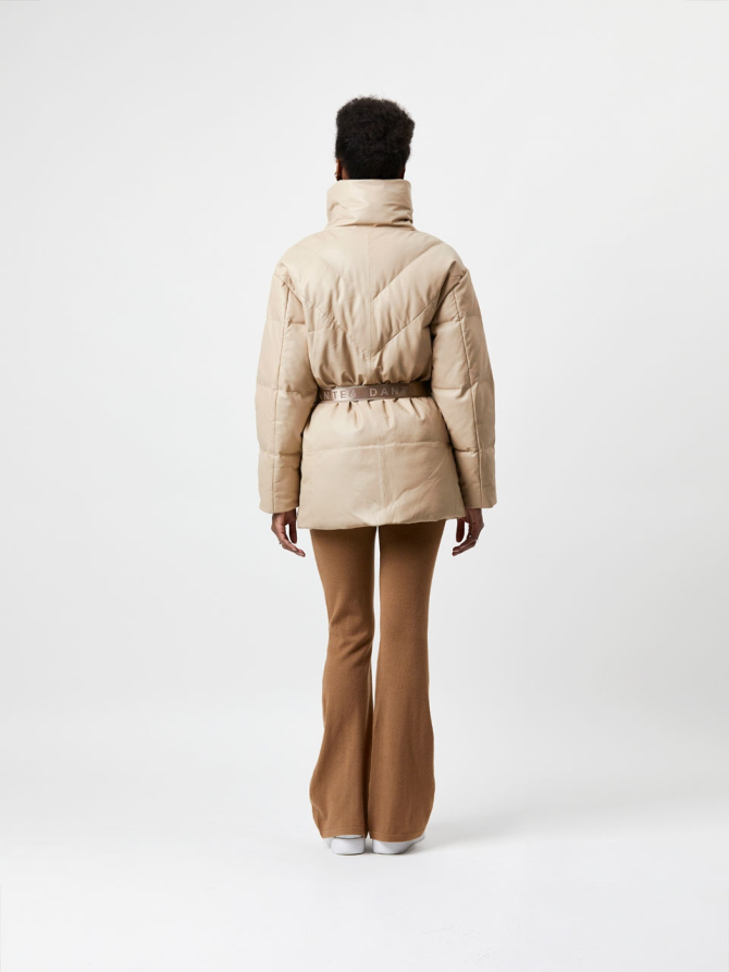 Leather puffer parka