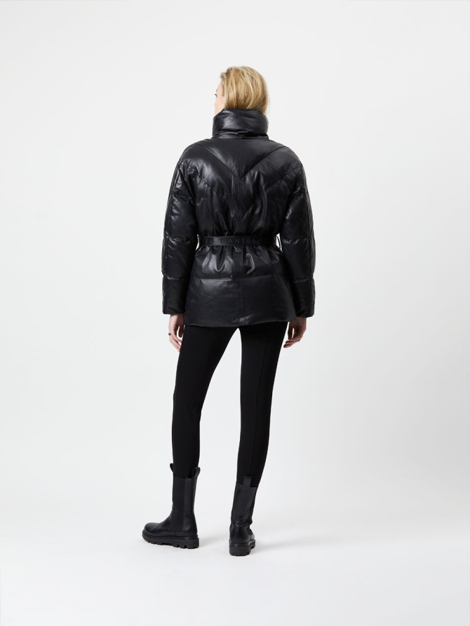 Leather puffer parka