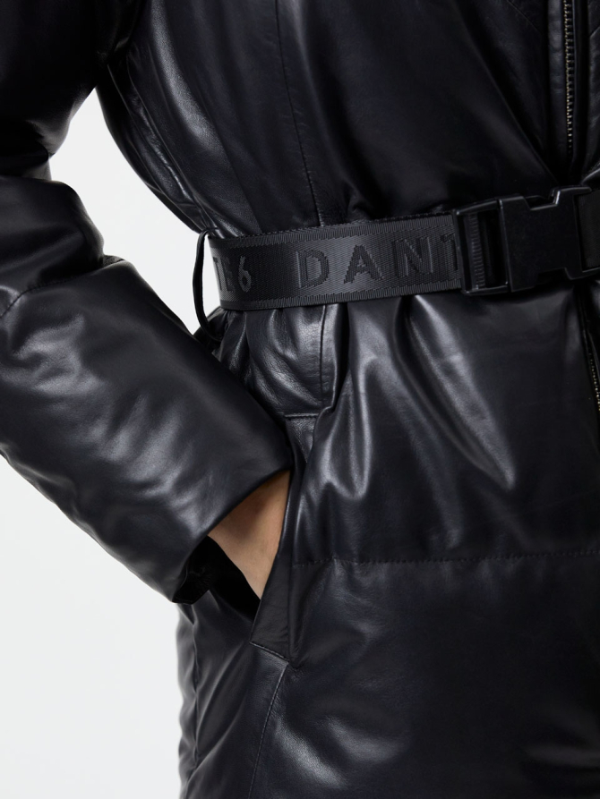 Leather puffer parka