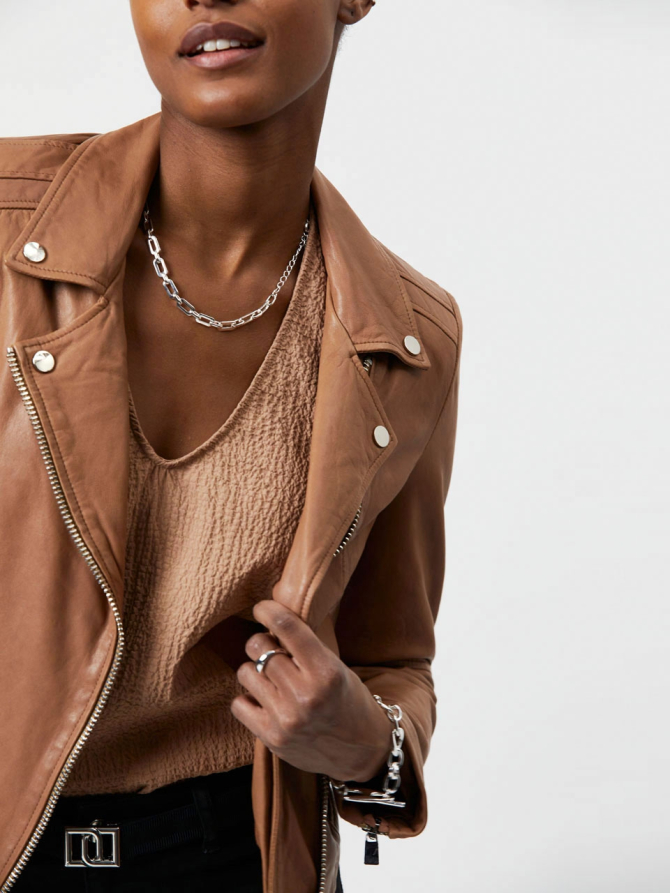 Leather biker jacket