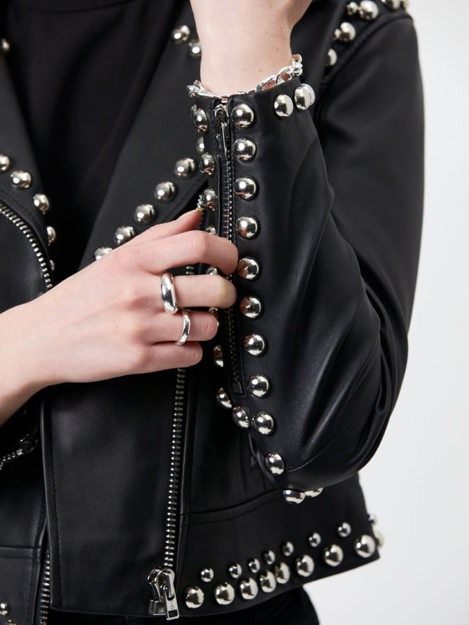 Butter soft leather jacket with studs