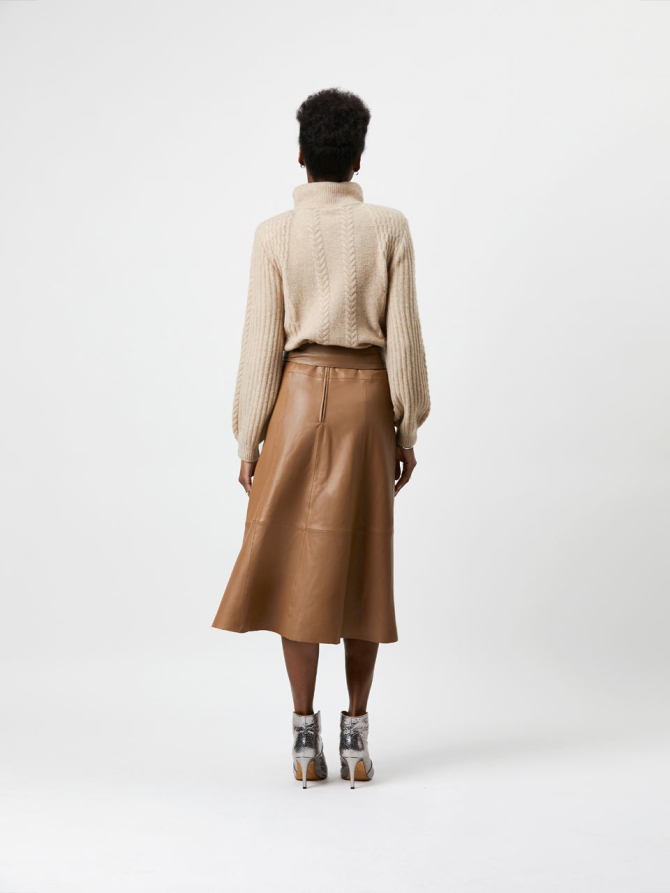 A-line leather skirt