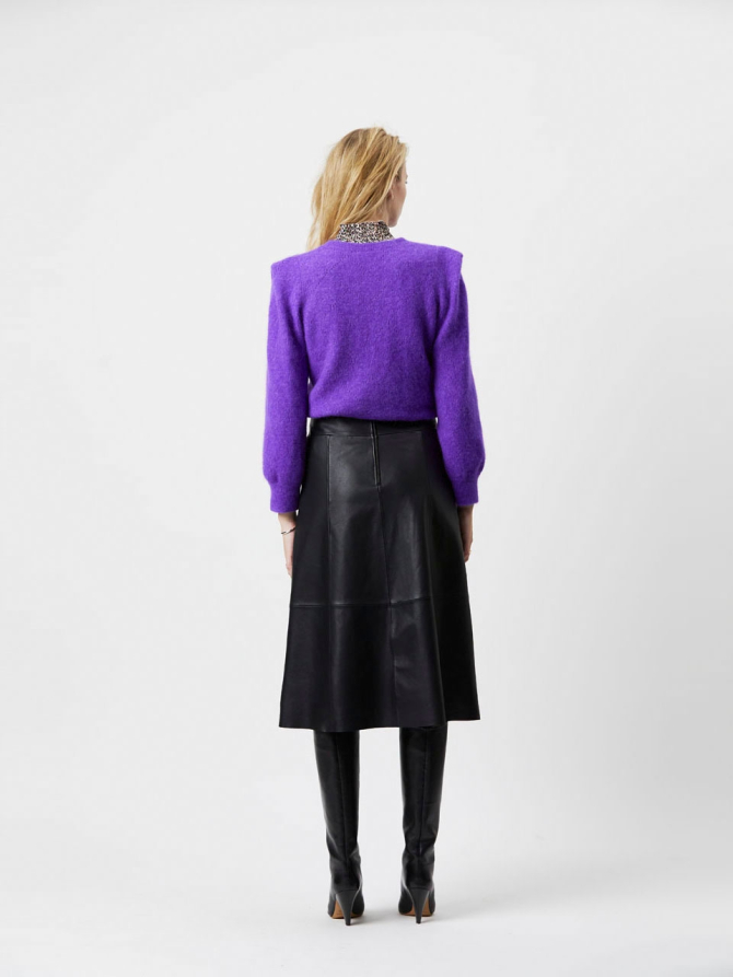 A-line leather skirt