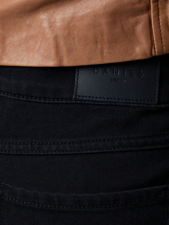 Black flared stretch denim