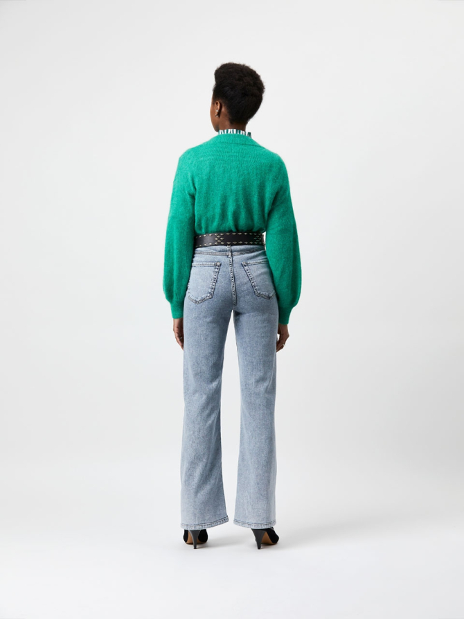 Stretch denim wide leg jeans