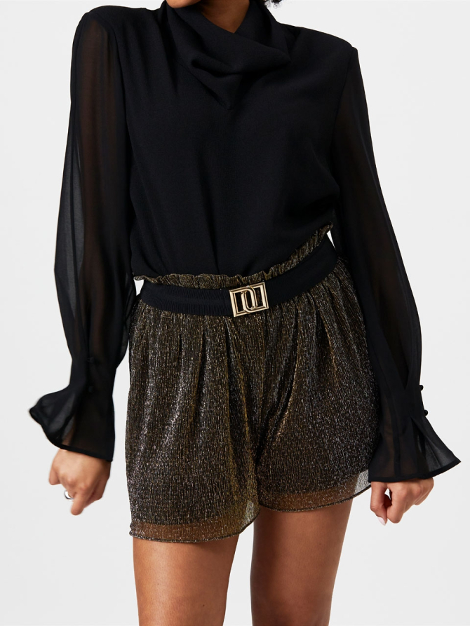 Plissé lurex shorts