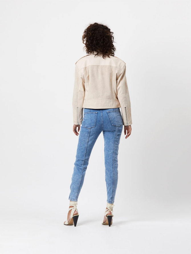 Lamb leather and suede jacket