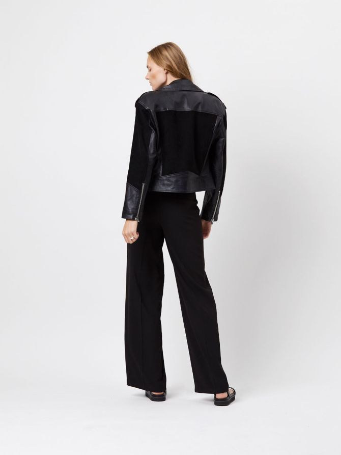 Lamb leather and suede jacket