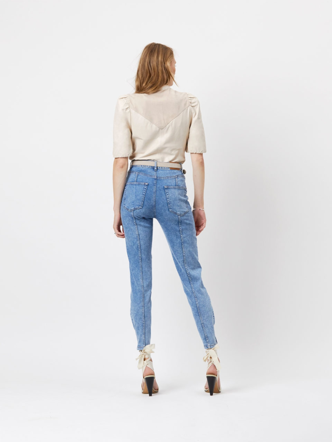 Lamb leather and suede blouse