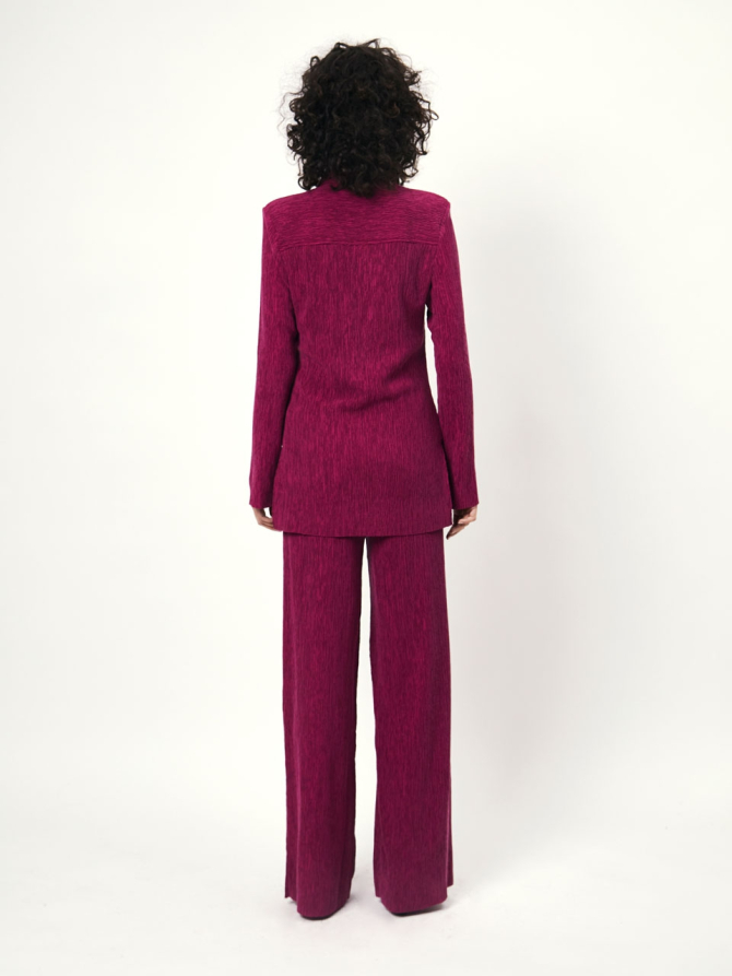 Tencel blend crinkled wide leg pants