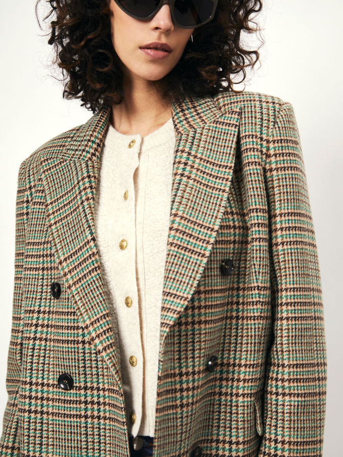 Double breasted check blazer