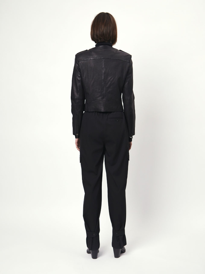 Cropped leather jacket