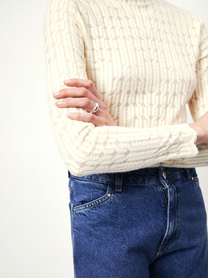 Lace jacquard knit top