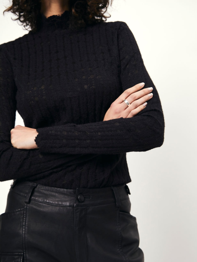 Lace jacquard knit top