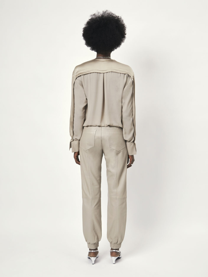 Leather jogger pants